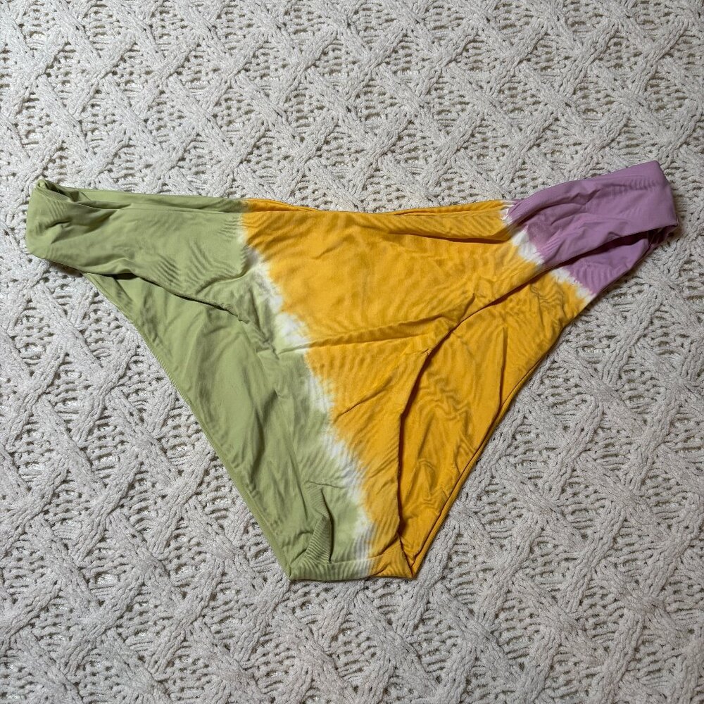 NWT‎ L*Space Sandy Bikini Bottom Tie-Dye Green/Yellow/Purple – Women’s XL
